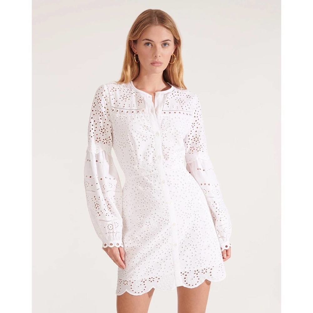 NWT Veronica Beard Yana Broderie Anglaise Eyelet Cotton Mini Dress White 0 XS